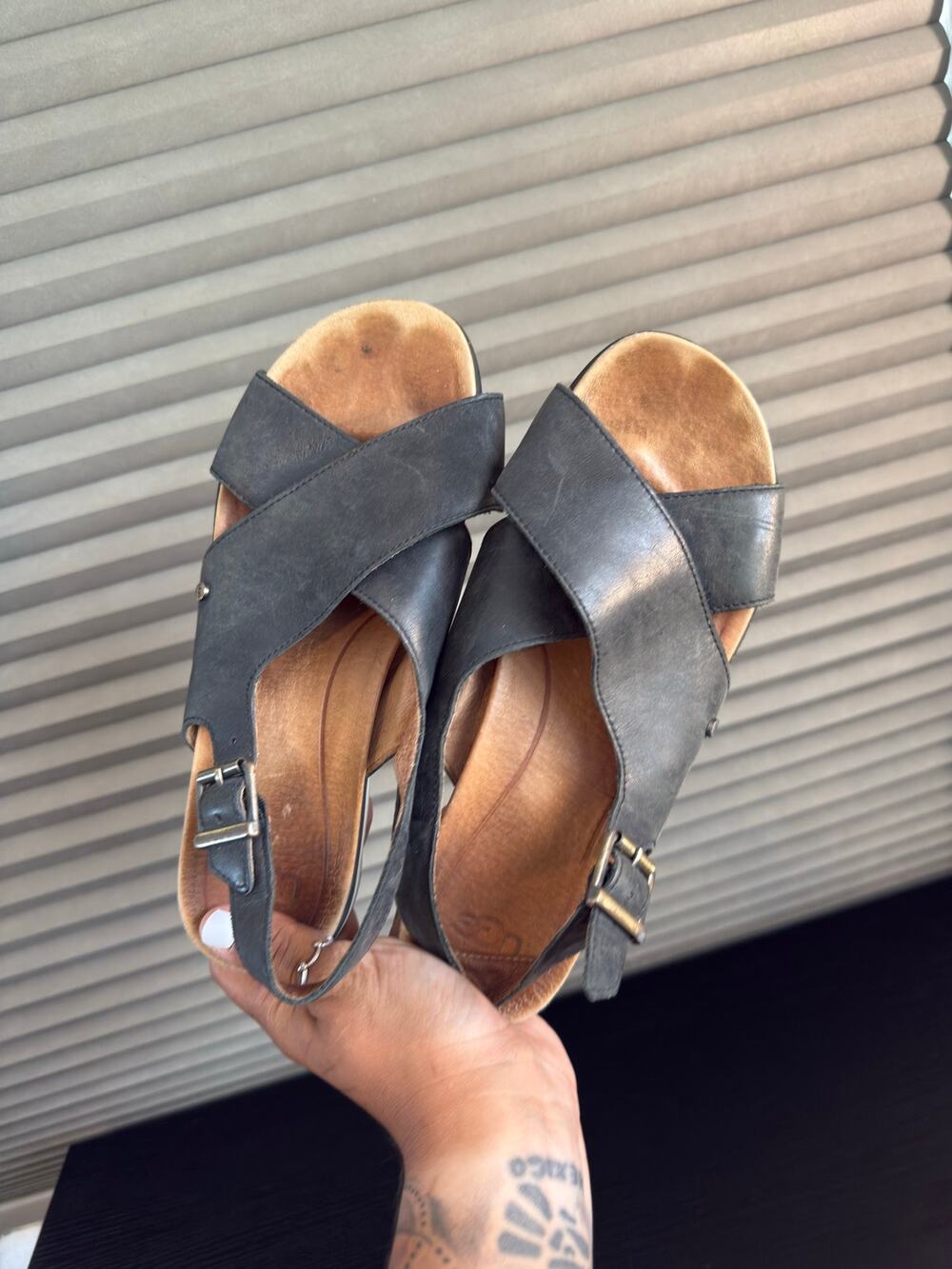 UGG 1092259 Leather Slingback Sandals Black Comfort Casual Women’s US 8.5